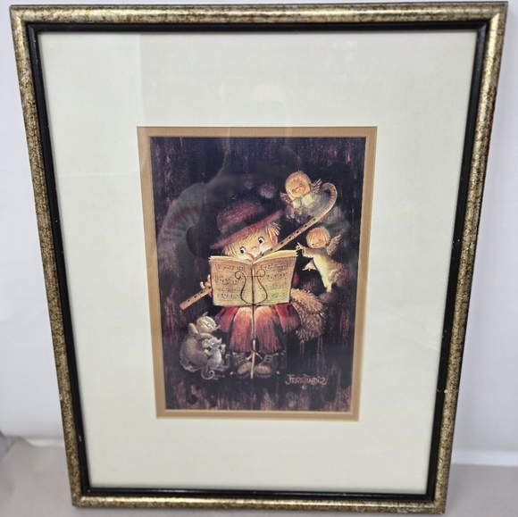 Juan Ferrandiz The Child Flutist Surrounded By Angel & Animals Print of Painting - Picture 1 of 14